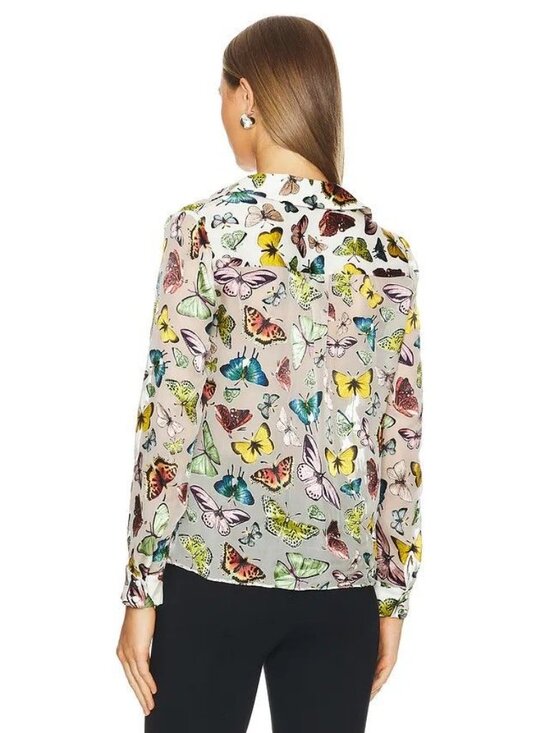 Alice + Olivia Eloise Boundless Butterfly Silk-Blend Blouse Medium NWT $330 - Picture 2 of 14